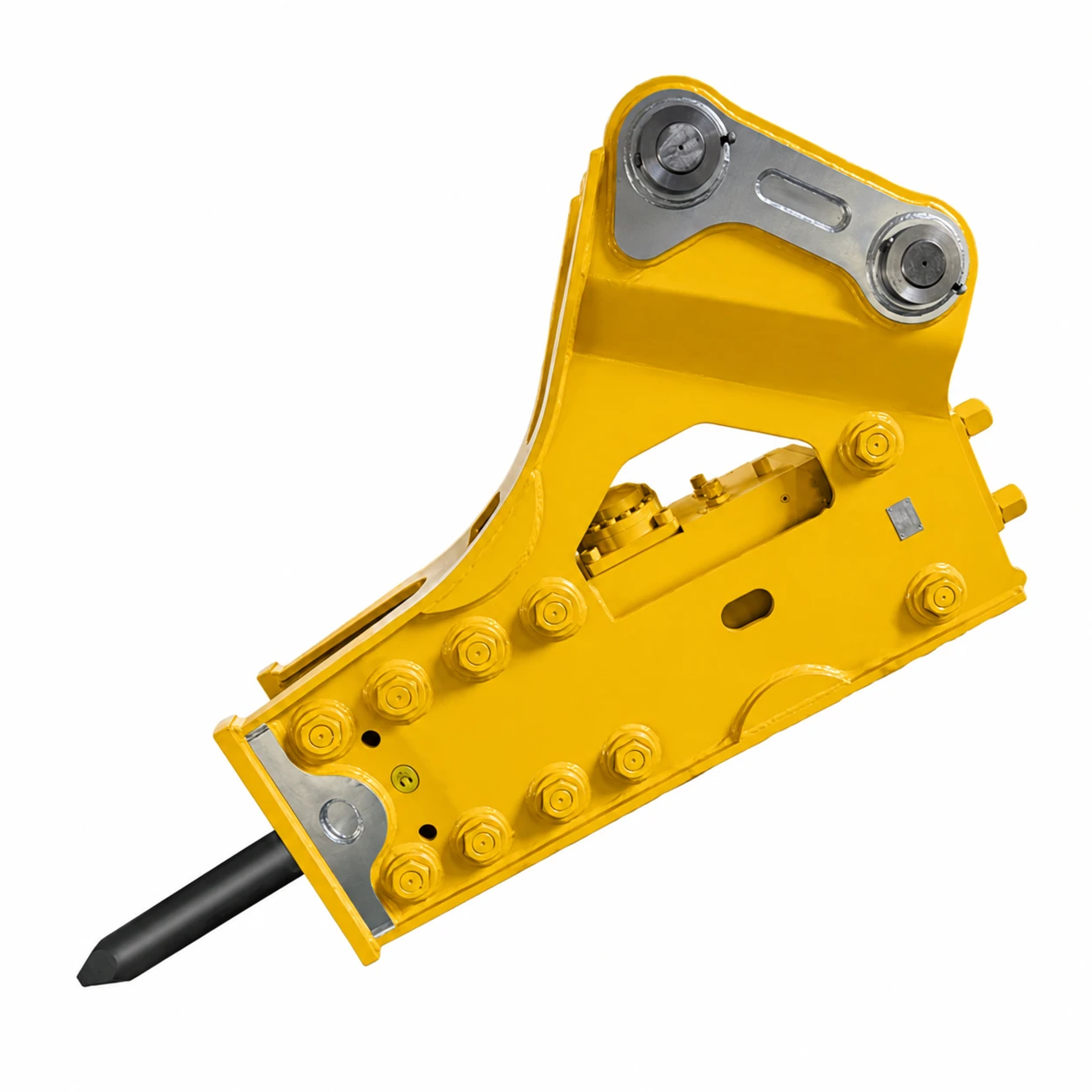 Side-type hydraulic breaker with side-mounted open bracket