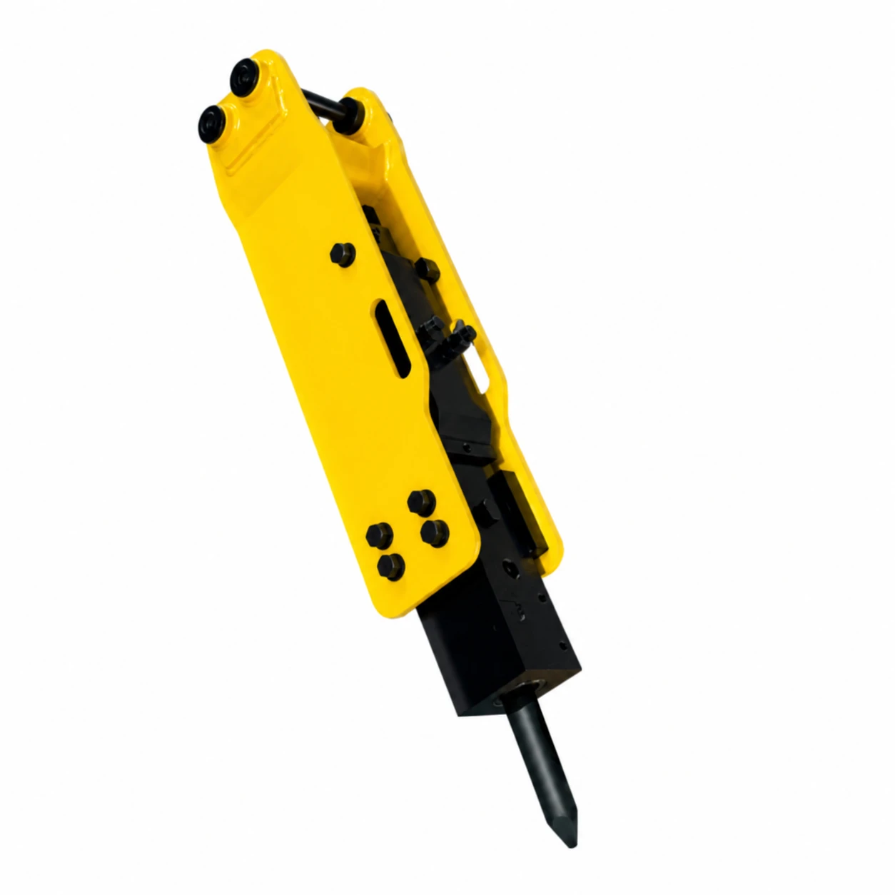 Top-type hydraulic breaker with upper mounting bracket