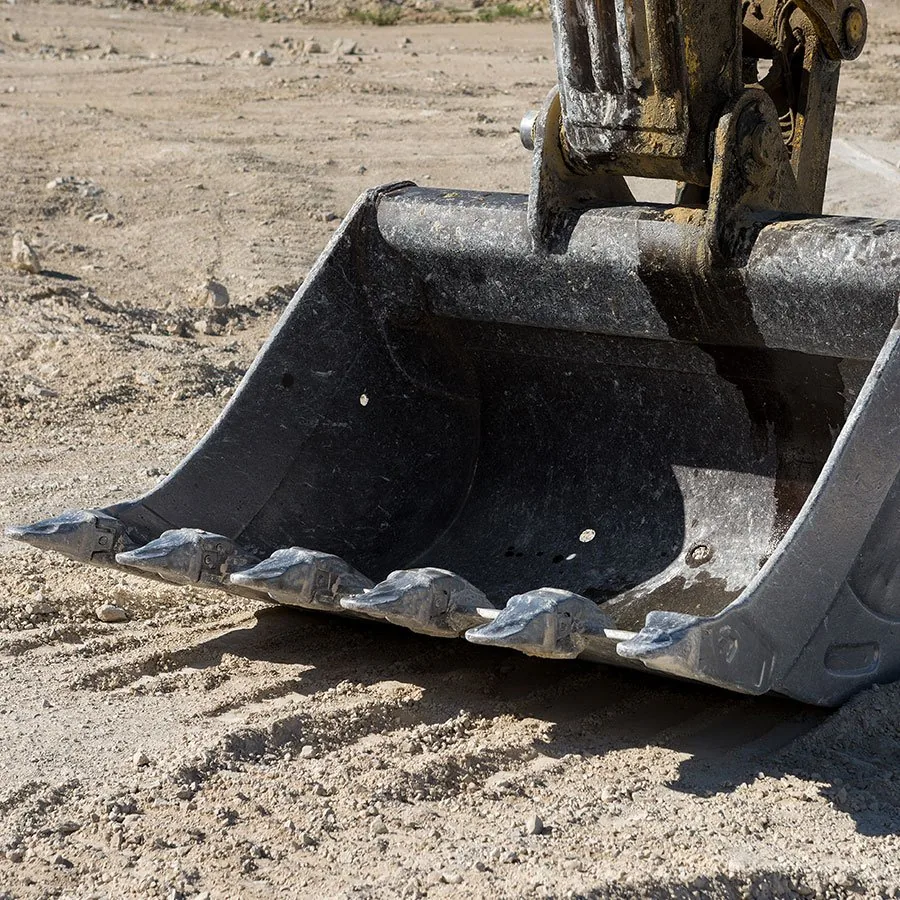 Excavator bucket at an earthmoving site
