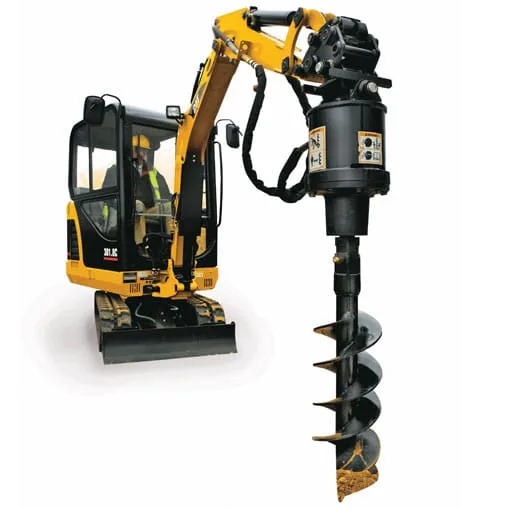 Excavator-mounted earth auger