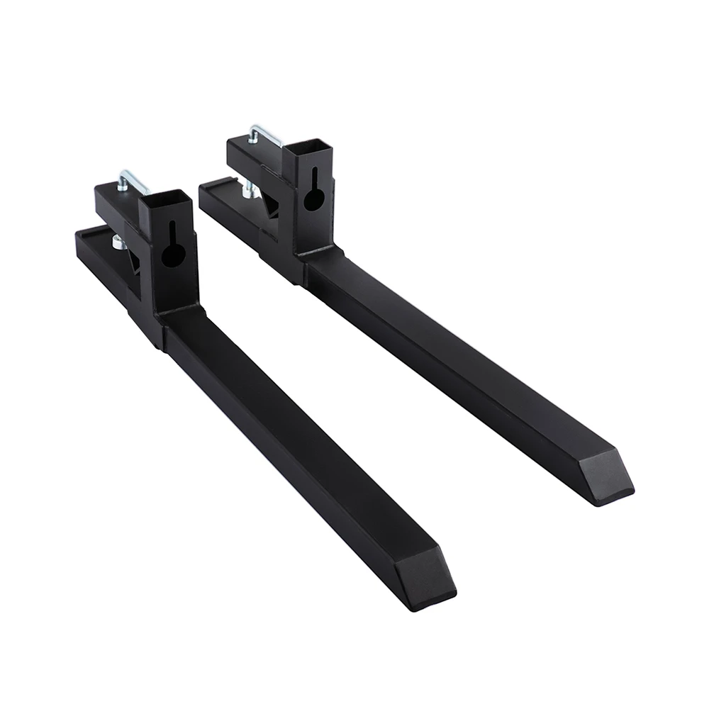 Clamp-on pallet forks for a tractor loader bucket