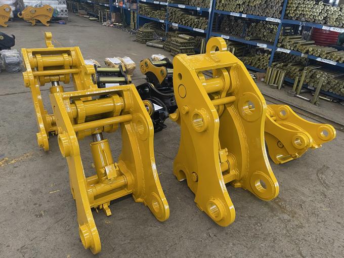 Assembled hydraulic quick couplers with cylinders and mounting structures