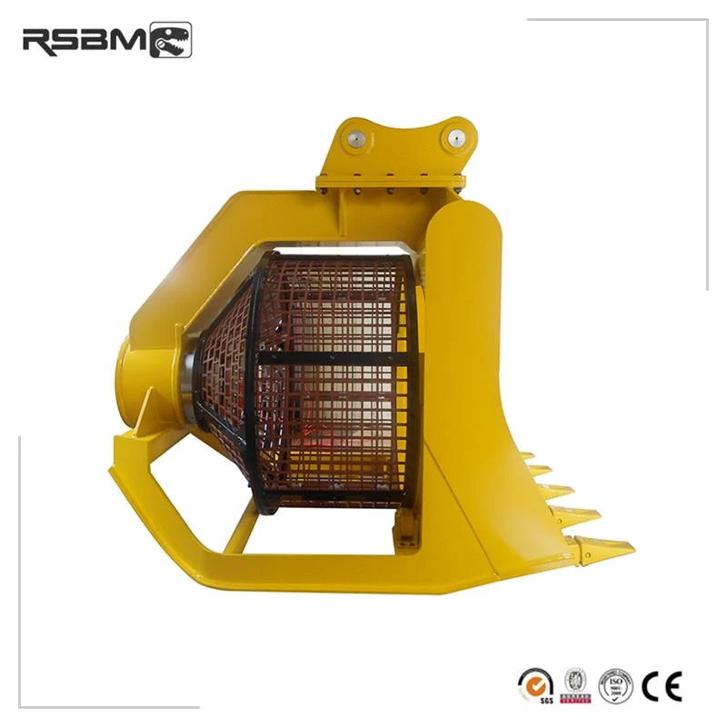 Rotary screening bucket on a white background