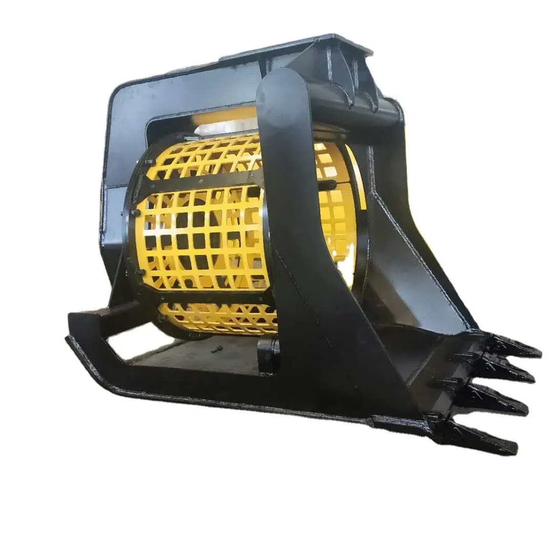 Rotary screening bucket on a white background