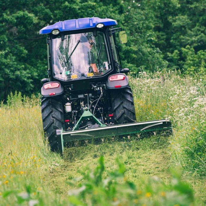 Grass cutting with a tractor-mounted flail mower