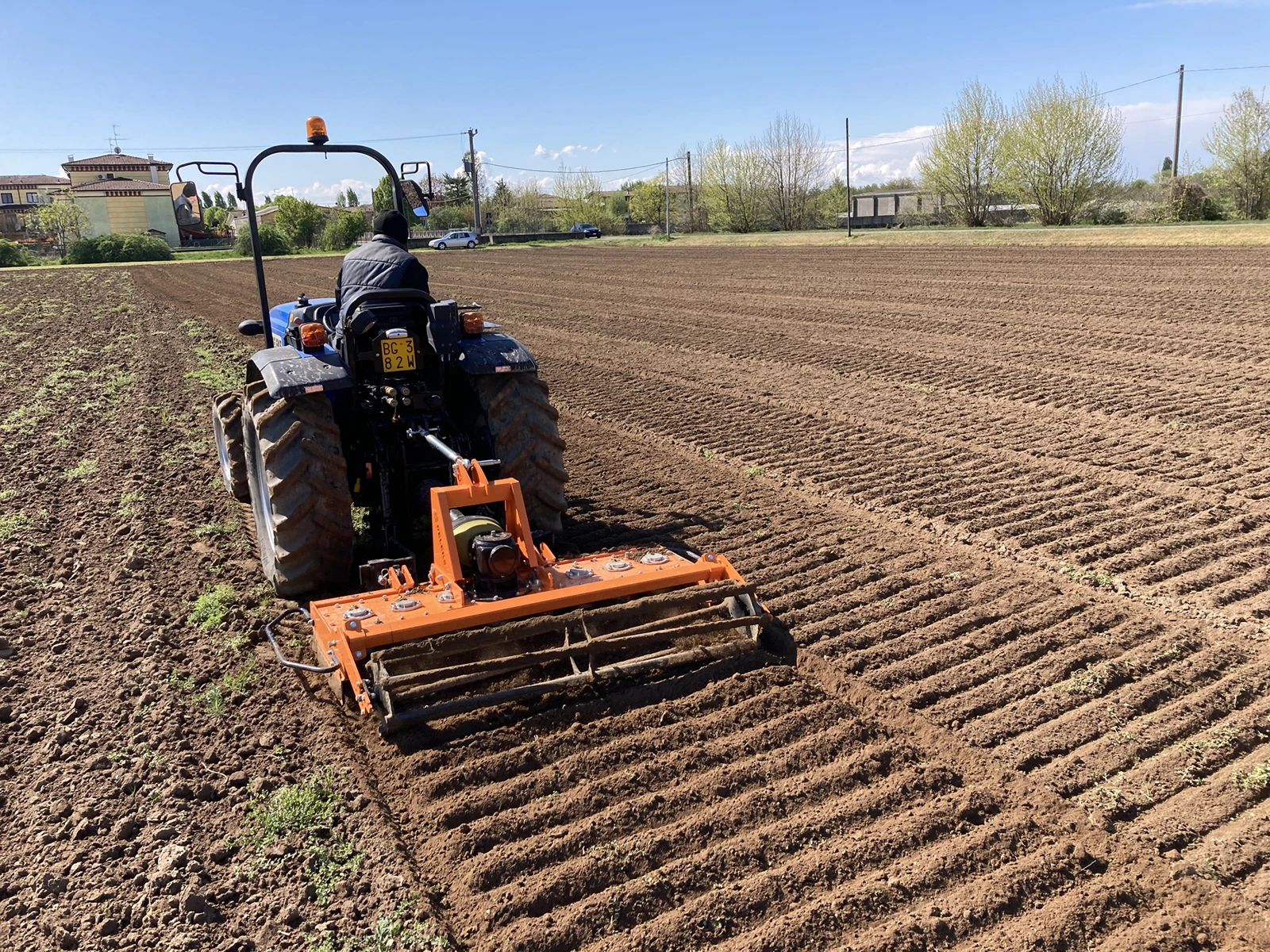 Seedbed preparation with a power harrow