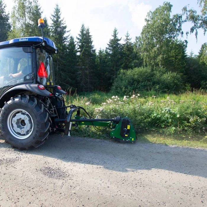 Roadside vegetation cutting with an offset verge mower