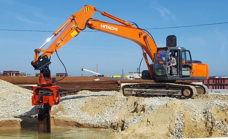Steel sheet-pile installation with a vibratory pile driver
